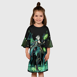 Платье клеш для девочки Аль-Хайтам - взрыв стихий, цвет: 3D-принт — фото 2