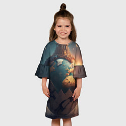 Платье клеш для девочки Чудесный мир и волшебный город, цвет: 3D-принт — фото 2