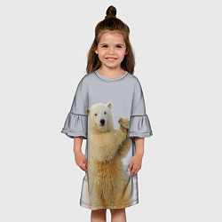 Платье клеш для девочки Белый медведь разминается, цвет: 3D-принт — фото 2