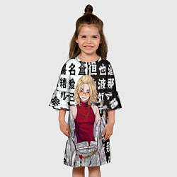 Платье клеш для девочки Майки на стиле - токийские мстители, цвет: 3D-принт — фото 2