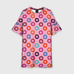 Платье клеш для девочки Вкусные пончики, цвет: 3D-принт