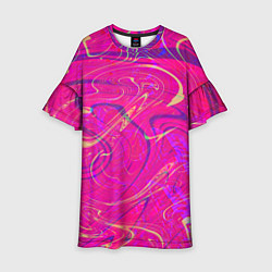 Платье клеш для девочки Розовая абстракция, цвет: 3D-принт