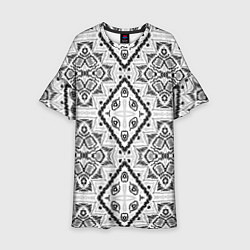 Детское платье Бело-серый этнический орнамент