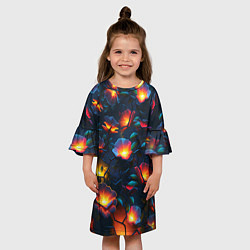 Платье клеш для девочки Светящиеся цветы, цвет: 3D-принт — фото 2