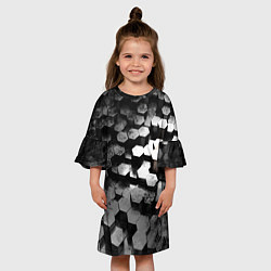 Платье клеш для девочки Карбоновые соты абстрация, цвет: 3D-принт — фото 2
