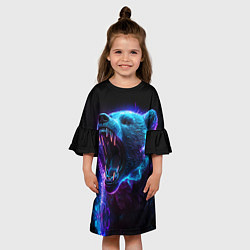 Платье клеш для девочки Свирепый неоновый медведь, цвет: 3D-принт — фото 2