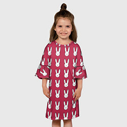 Платье клеш для девочки Bunny Pattern red, цвет: 3D-принт — фото 2