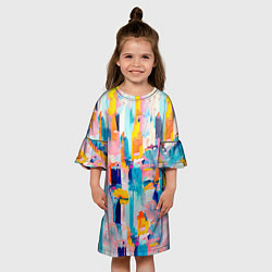 Платье клеш для девочки Живописные мазки краски, цвет: 3D-принт — фото 2