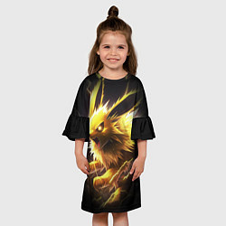 Платье клеш для девочки Покемон Джолтеон и молния, цвет: 3D-принт — фото 2