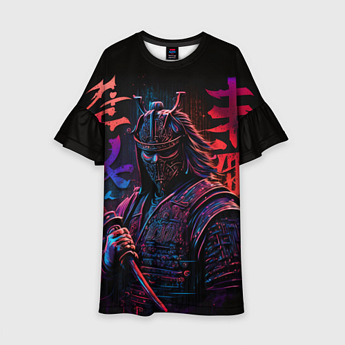 Детское платье Самурай неон / 3D-принт – фото 1