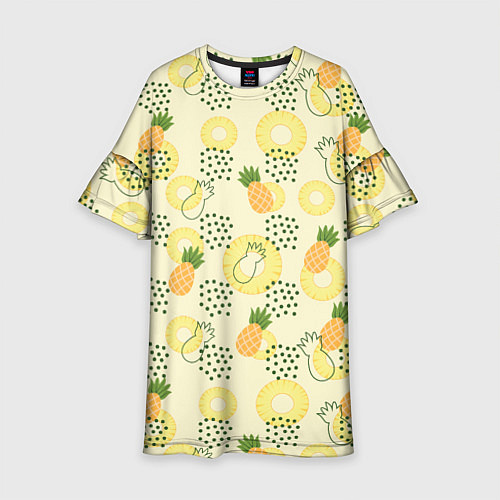 Детское платье Узор из ананасов на желтом фоне / 3D-принт – фото 1