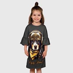 Платье клеш для девочки Милый щенок пилот, цвет: 3D-принт — фото 2
