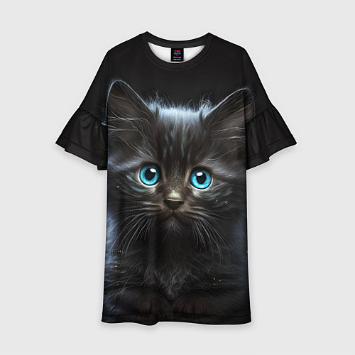 Детское платье Голубоглазый котенок / 3D-принт – фото 1