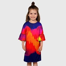 Платье клеш для девочки Битва полигонов нейростеть, цвет: 3D-принт — фото 2