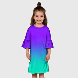 Платье клеш для девочки Синие оттенки, цвет: 3D-принт — фото 2