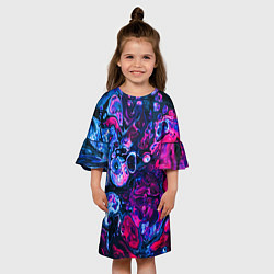 Платье клеш для девочки Сине-малиновая горная порода, цвет: 3D-принт — фото 2