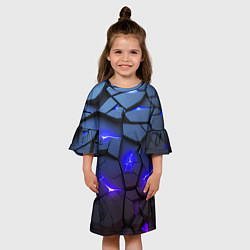 Платье клеш для девочки Светящаяся синяя лава, цвет: 3D-принт — фото 2