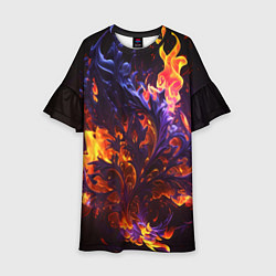 Платье клеш для девочки Текстура огня, цвет: 3D-принт