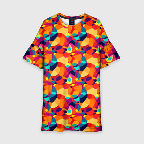 Детское платье Абстрактный узор из разноцветных окружностей / 3D-принт – фото 1