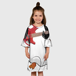 Платье клеш для девочки Пингвин- басист, цвет: 3D-принт — фото 2