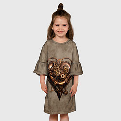 Платье клеш для девочки Стимпанк сердце, цвет: 3D-принт — фото 2