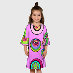 Платье клеш для девочки Разноцветные круги, цвет: 3D-принт — фото 2