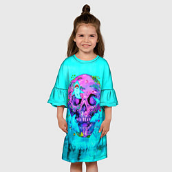 Платье клеш для девочки Череп с акулами, цвет: 3D-принт — фото 2