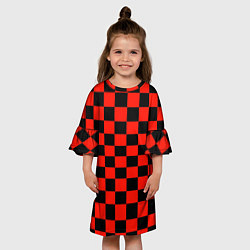 Платье клеш для девочки Красный квадрат, цвет: 3D-принт — фото 2