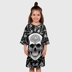 Платье клеш для девочки Винтажный череп, цвет: 3D-принт — фото 2