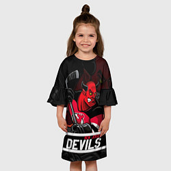 Платье клеш для девочки New Jersey Devils маскот, цвет: 3D-принт — фото 2