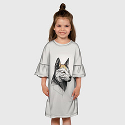 Платье клеш для девочки Стилизованный пёс в геометрическом стиле, цвет: 3D-принт — фото 2