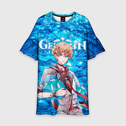 Платье клеш для девочки Тарталья на фоне воды, цвет: 3D-принт