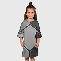 Платье клеш для девочки Серебряные металлические пластины, цвет: 3D-принт — фото 2