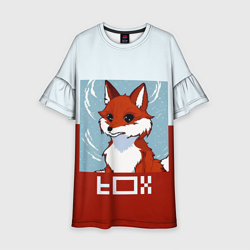 Детское платье Пиксельная лиса с надписью fox / 3D-принт – фото 1