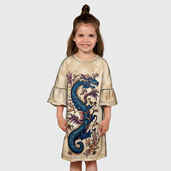 Платье клеш для девочки Irezumi японский дракон-змей, цвет: 3D-принт — фото 2