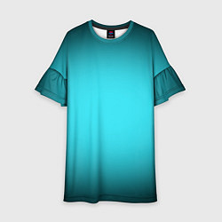 Платье клеш для девочки Кислотный голубой с градиентом, цвет: 3D-принт