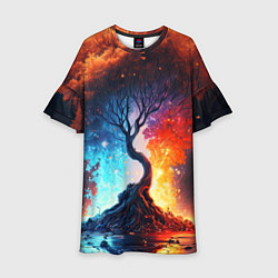 Платье клеш для девочки Волшебное дерево желаний, цвет: 3D-принт