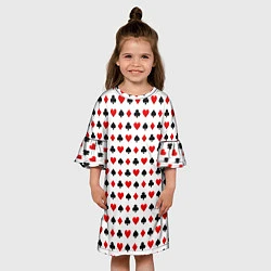Платье клеш для девочки Карточные масти на белом фоне, цвет: 3D-принт — фото 2