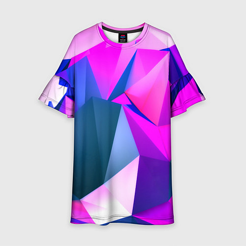 Детское платье Neon blue polygons / 3D-принт – фото 1