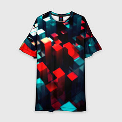 Платье клеш для девочки Digital abstract cube, цвет: 3D-принт