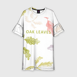 Платье клеш для девочки Oak leaves, цвет: 3D-принт