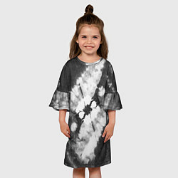 Платье клеш для девочки Черно-белый тай-дай, цвет: 3D-принт — фото 2