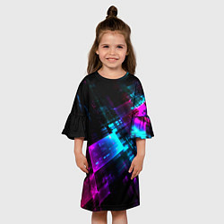 Платье клеш для девочки Неоновый киберпанк, цвет: 3D-принт — фото 2