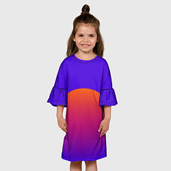 Платье клеш для девочки Оранжевый круг на синем фоне в стиле ретро, цвет: 3D-принт — фото 2
