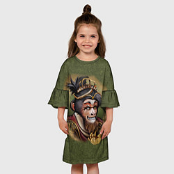 Платье клеш для девочки Король обезьян Сунь Укун, цвет: 3D-принт — фото 2