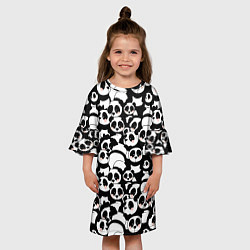 Платье клеш для девочки Чёрно-белые панды, цвет: 3D-принт — фото 2