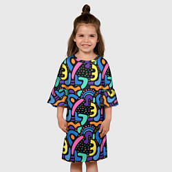 Платье клеш для девочки Multicolored texture pattern, цвет: 3D-принт — фото 2