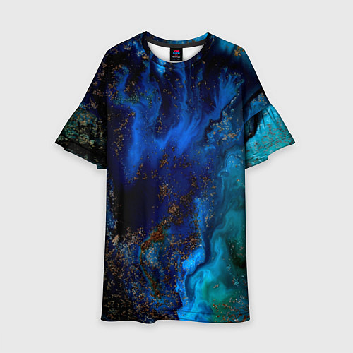 Детское платье Жидкие холодные краски / 3D-принт – фото 1