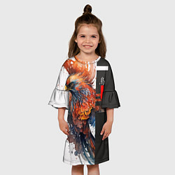 Платье клеш для девочки Летящая птичка, цвет: 3D-принт — фото 2