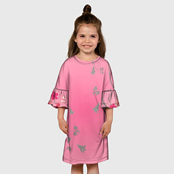 Платье клеш для девочки Весенние узорные цветы, цвет: 3D-принт — фото 2